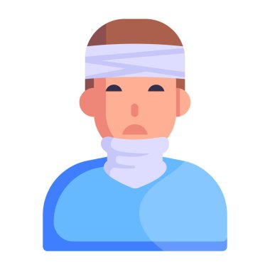 Yüzü maskeli hasta adam vektör çizimi tasarımı