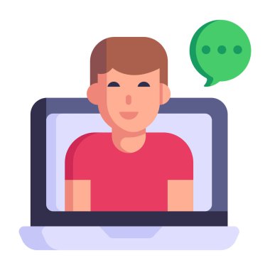 Dizüstü bilgisayarı ve akıllı telefon vektör çizimi olan adam