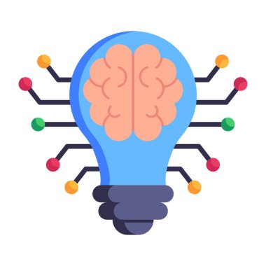 Yapay zeka konsepti ikon tasarımlı beyin, vektör illüstrasyonu 10 eps grafik.