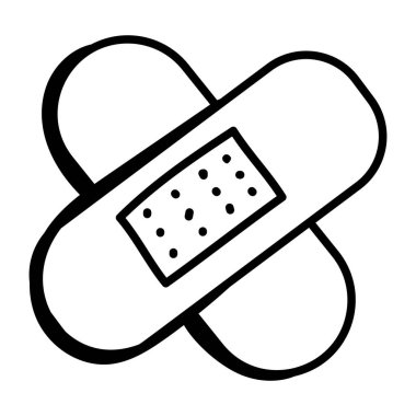 Sargı simgesi. Tıbbi maske çizimi. izole kontur sembolü