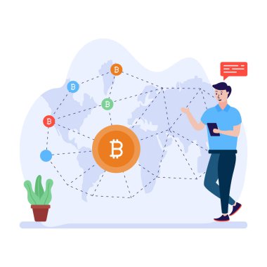 Bitcoin konsepti. vektör illüstrasyonu