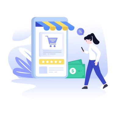 çevrimiçi alışveriş vektörü illüstrasyonu