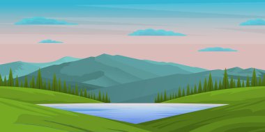 Dağlı bir manzaranın vektör çizimi