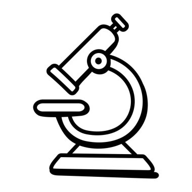 Mikroskop simgesi. Ana hatlarıyla bilim laboratuarı vektör çizimi. düzenlenebilir vuruş