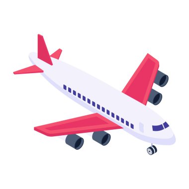 Uçak ikonu. Beyaz arkaplanda izole edilmiş web tasarımı için düzlem vektör simgelerinin izometriği