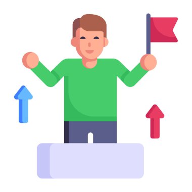 Elinde bayrak olan adam.