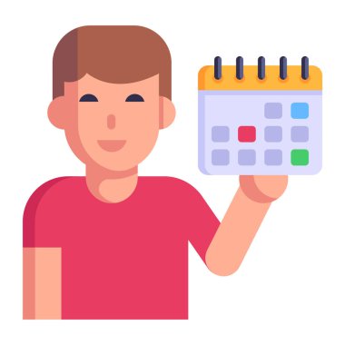 Takvim simgesi vektör illüstrasyon tasarımına sahip adam