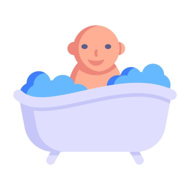 Küvet vektör çizimi olan şirin bir bebek.