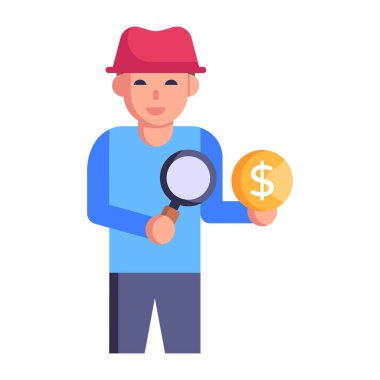 Büyüteç vektör çizimi olan adam