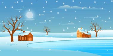 Kar ve ağaçlarla kaplı kış manzarası