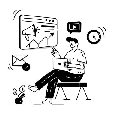 Dizüstü bilgisayarı ve akıllı telefonu olan bir iş adamı.