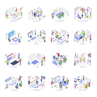 İş adamları ayarla. Vektör çizim