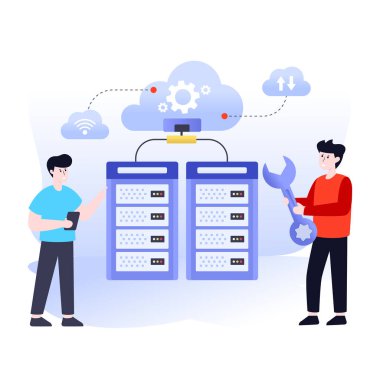 SEO modern simgeleri, pazarlama ve dijital depolama kavramının tasarım vektörü çizimi