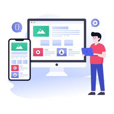 İnternetten alışveriş. vektör illüstrasyonu