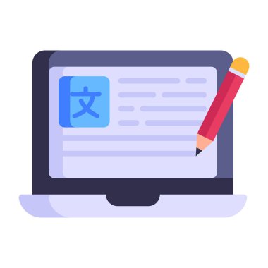 kalem ve kalem vektör çizimine sahip dizüstü bilgisayar