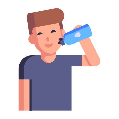 Su şişesi vektör illüstrasyon tasarımı olan adam