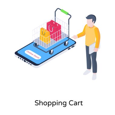 Online alışveriş seti, illüstrasyon