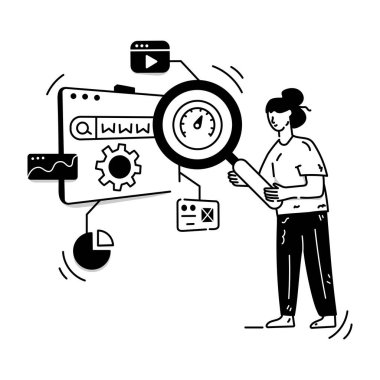 İş, finans, internet, pazarlama, analitik. düz vektör arkaplanı