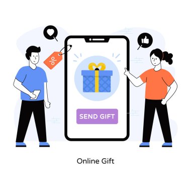 Akıllı telefon ve sosyal medya simgesi vektör illüstrasyon tasarımına sahip bir adam