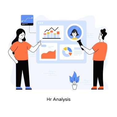 Bir dizüstü bilgisayar ve düz stil bir adamla birlikte çalışan iş adamları. vektör illüstrasyonu