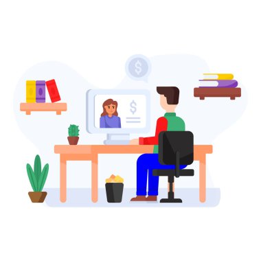 Ofis vektör illüstrasyon tasarımında çalışan iş adamları