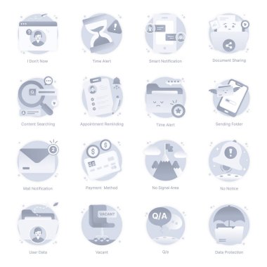 Web ve mobil için 4 vektör simgesi kümesi