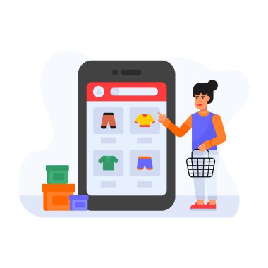 İnternetten alışveriş. düz dizayn. vektör illüstrasyonu