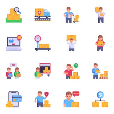 Bir takım iş ikonları. vektör illüstrasyonu