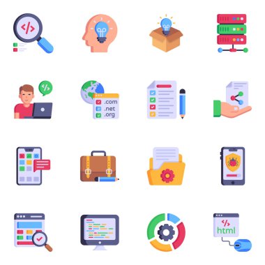 İşletme simgeleri ayarlandı. vektör illüstrasyonu