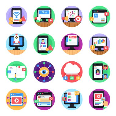 Web sitesi ve web simgeleri için düz tasarım konsepti. vektör illüstrasyonu