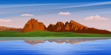 Dağ manzaralı bir göl tasviri