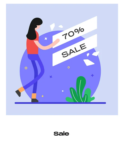 Woman Big Sale Vector Illustration — Stock Vector