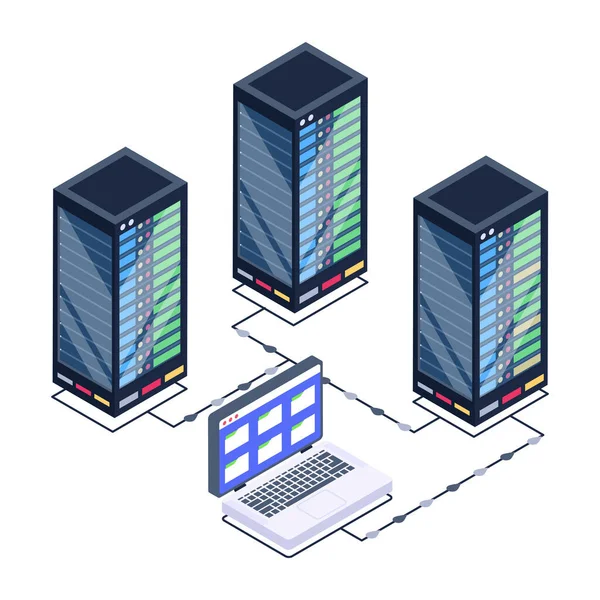 Servidores Datos Que Alojan Ícono Isométrico Ilustración Vectorial — Vector de stock