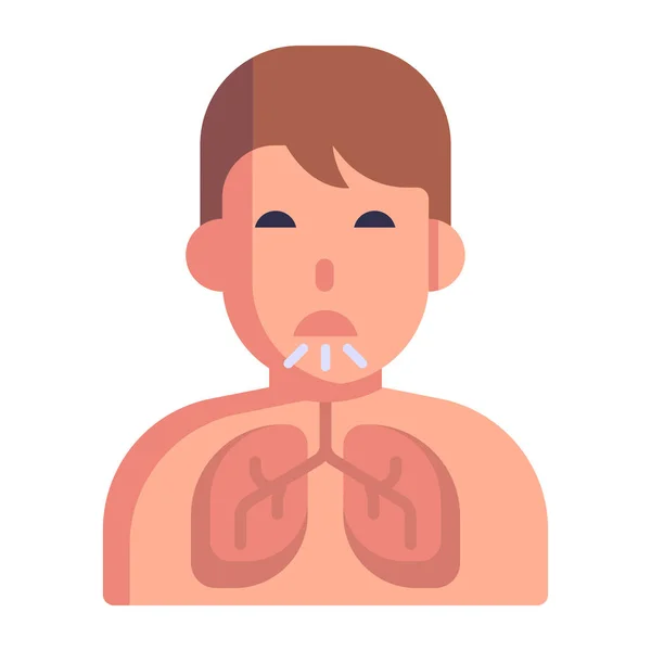 Öksürük Akciğer Çizimi Olan Çocuk — Stok Vektör