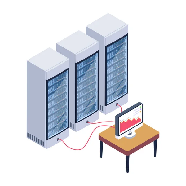 Database Kamer Met Laptop Cloud Computing Vector Illustratie Ontwerp — Stockvector