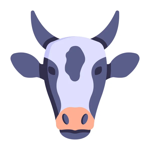 牛の頭のアイコン 白い背景に描かれた雄牛のイラストの漫画 — ストックベクタ
