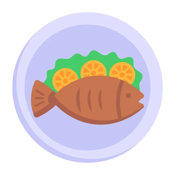 魚料理のアイコン 魚介類のイラストの漫画です — ストックベクタ