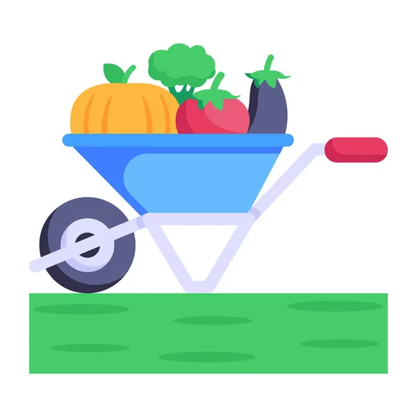 Carretilla Con Verduras Frutas Vector Ilustración Diseño — Vector de stock