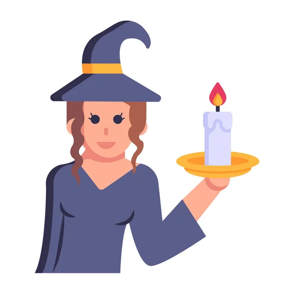 Хэллоуин Дизайн Празднования Ведьма Векторной Иллюстрацией Свечи — стоковый вектор