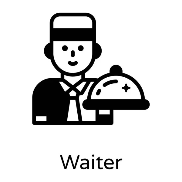 Waiter Serving Tray Icon Vector Illustration Design — Stock Vector