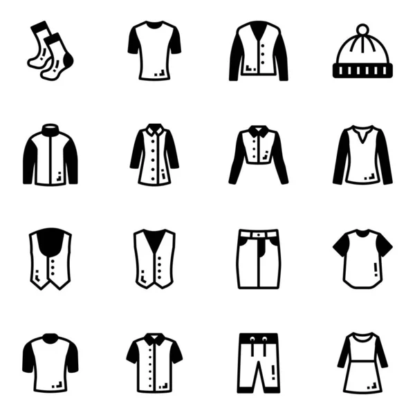 Set Von Kleidungssymbolen Vektorillustration — Stockvektor