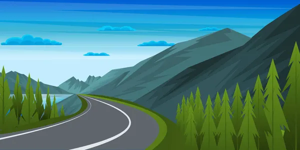 Hermoso Paisaje Con Camino Montañas — Vector de stock