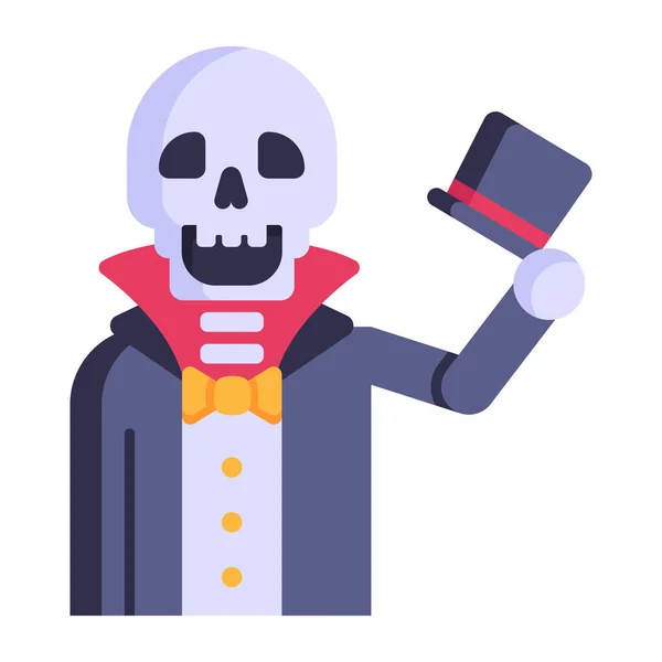 Crâne Avec Masque Squelette Avec Une Barbe Une Cravate — Image vectorielle