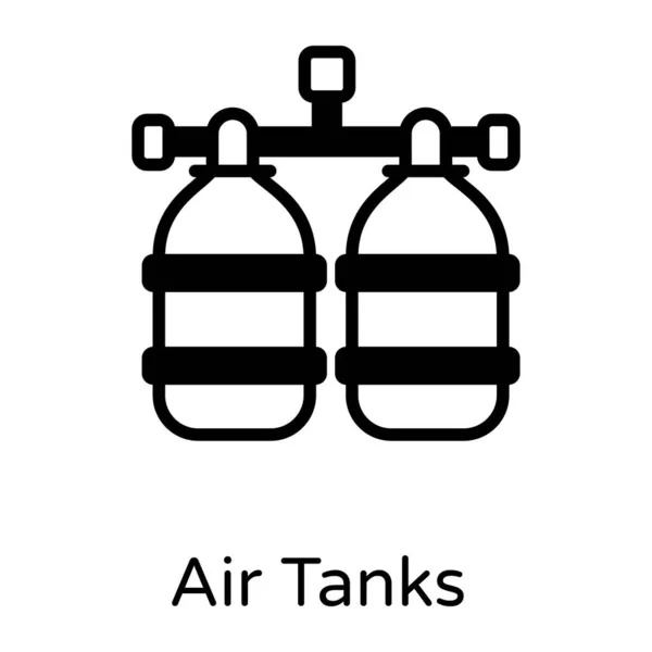 Иконка Воздушных Баков Контурная Иллюстрация Кислородных Баллонов — стоковый вектор