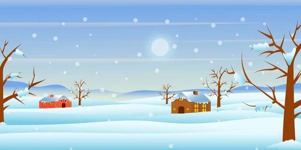 Zimní Krajina Sněhem Stromy — Stockový vektor