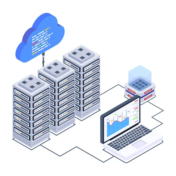 Datenserver Mit Isometrischem Symbol Vektorillustration — Stockvektor