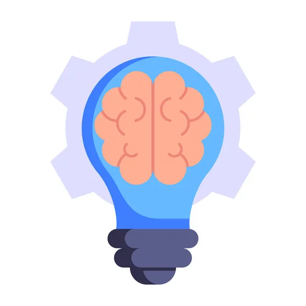 Cerveau Avec Ampoule Icône Vectoriel Illustration Design — Image vectorielle
