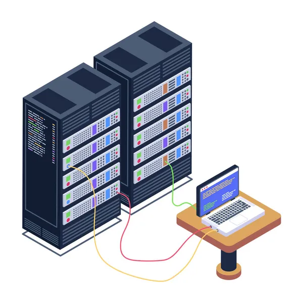 Data Servers Hosting Isometric Icon Vector Illustration — Stock Vector
