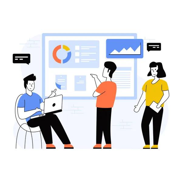 Ofiste birlikte çalışan iş adamları. vektör illüstrasyonu