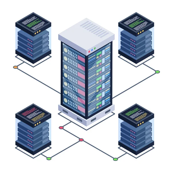 Serveurs Données Hébergeant Icône Isométrique Illustration Vectorielle — Image vectorielle